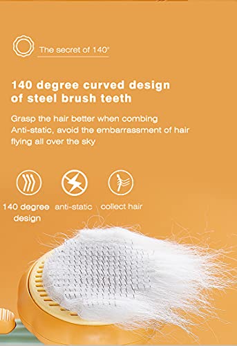 Cepillo prémium para mascotas, perros y gatos, para eliminar el pelo largo y pelo corto, pelo limpio del cepillo con un botón (blanco)