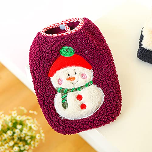 Chaleco Cálido para Mascotas Invierno de Felpa Cómodo Suéter de Lana Perro Navidad Reno Muñeco de Nieve Abrigos para Perros Pequeños Medianos (Muñeco de Nieve Púrpura XS)