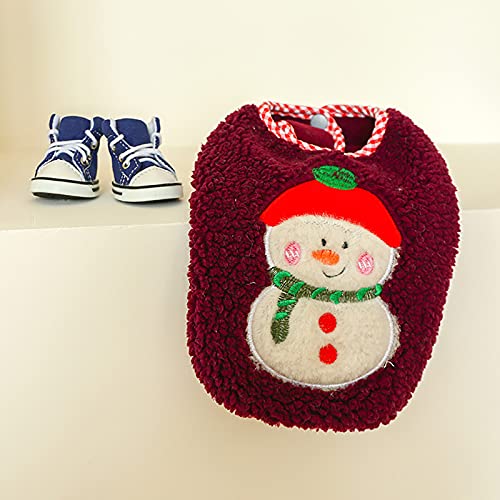 Chaleco Cálido para Mascotas Invierno de Felpa Cómodo Suéter de Lana Perro Navidad Reno Muñeco de Nieve Abrigos para Perros Pequeños Medianos (Muñeco de Nieve Púrpura XS)