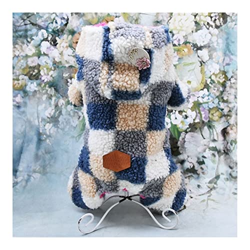 Chaleco de Invierno para Perros Ropa de Perro de Mascotas en celosía Invierno Cálido Perro Abrigo Mono for Perros pequeños Bulldog Francés Chihuahua (Color : Blue, tamaño : Medium)
