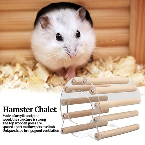 Chalet para Hámster, Casa de Escalada para Hámster, Pequeña Cabaña de Madera para Mascotas, Dormitorio con Forma de Pulpo, Nido para Dormir para Jerbos, Ratones, Oso Dorado, Conejillo de Indias(L)
