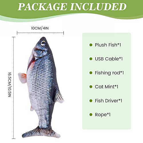 Chanarily Pez Juguet, Eléctrico Pescado Juguete Gatos, pez, Juguete de simulación de Peces, Unidades de Hierba gatera, Juguete Interactivo para Mascotas