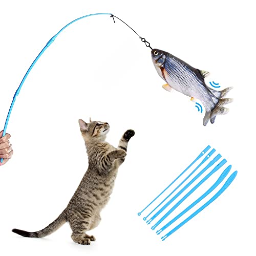 Chanarily Pez Juguet, Eléctrico Pescado Juguete Gatos, pez, Juguete de simulación de Peces, Unidades de Hierba gatera, Juguete Interactivo para Mascotas
