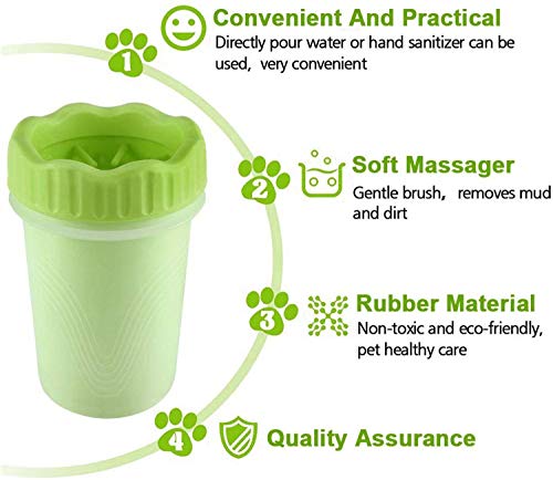 CHANG Limpiador de Huellas de Perro, Lavadora de pies de Perro, Limpia Patas Perro Portátil,Taza de Limpieza para Mascotas, para Limpiar Pies Sucios de Mascotas (Verde)