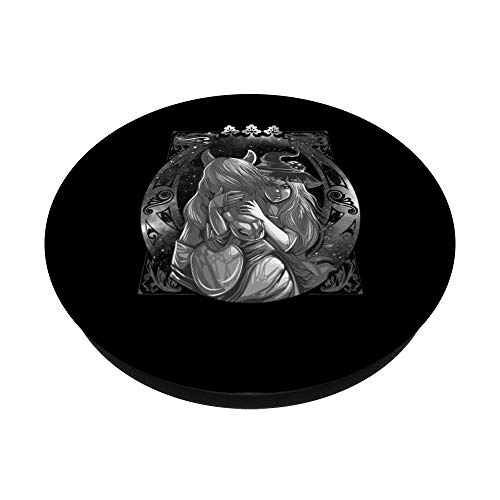 Chica Bruja con Caballo Cielo Nocturno PopSockets Agarre y Soporte para Teléfonos y Tabletas