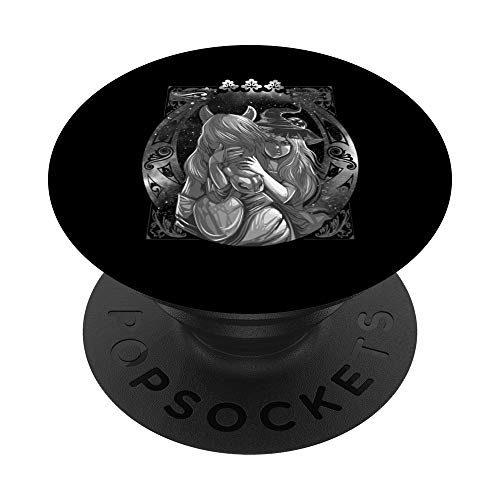 Chica Bruja con Caballo Cielo Nocturno PopSockets Agarre y Soporte para Teléfonos y Tabletas