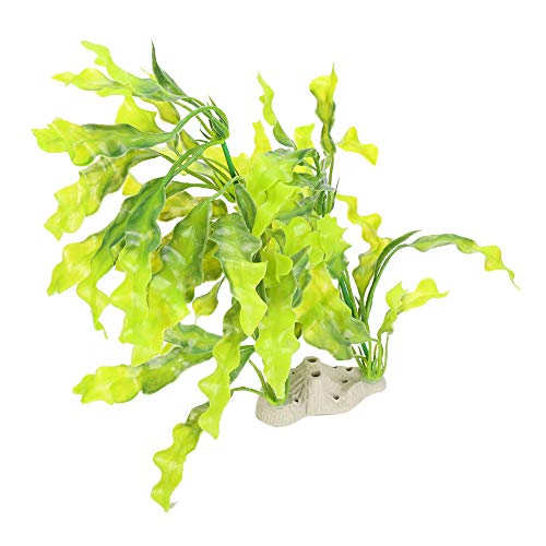 CHICIRIS Algas de simulación, Algas de plástico para acuarios, pecera de decoración de Paisaje para Acuario(7945 Hierba de Algas Marinas Base Blanca)