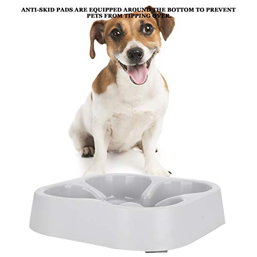 CHICIRIS Comedero, comedero para Mascotas Comedero automático de alimentación Lenta Plato de alimentación Comedero automático para Perros, Forma de trébol(Four Leaf Clover Gray)