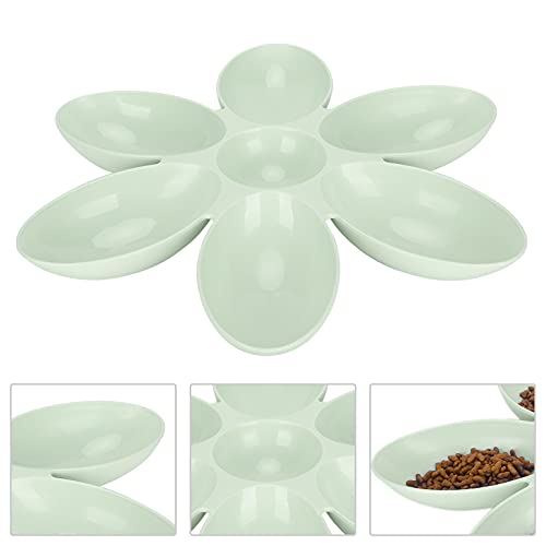 CHICIRIS Cuenco de Comida para Gatos, Cuenco de Plástico para Gatos de Esquina Redonda, Pétalos de Flores Portátiles en Forma de 6 Rejillas para Comida para Gatos para Agua(Verde)