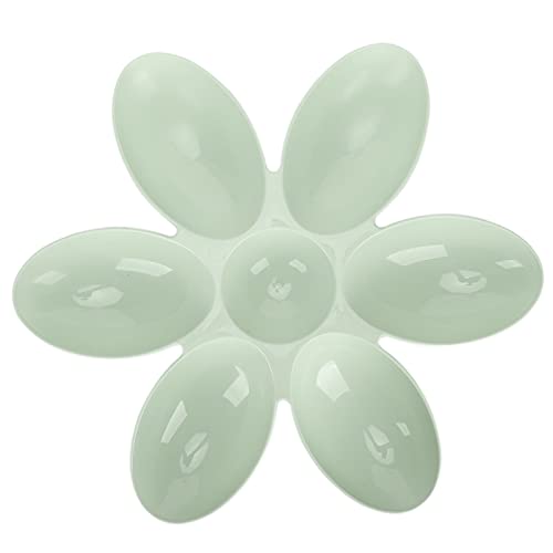 CHICIRIS Cuenco de Comida para Gatos, Cuenco de Plástico para Gatos de Esquina Redonda, Pétalos de Flores Portátiles en Forma de 6 Rejillas para Comida para Gatos para Agua(Verde)