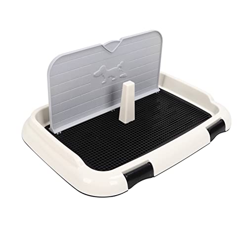 CHICIRIS Inodoro para Perros, Bandeja para Orinal para Perros, Protección del Piso, Plástico Interior con Cubierta de Pared para Entrenamiento(Negro)