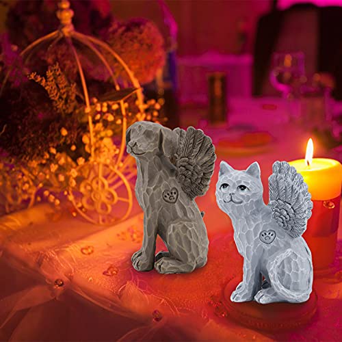 CHUANGLI Estatua de ángel para mascotas súper lindas figuras de perro y gato en alas de ángel, piedras conmemorativas para perros, gatos, decoración de jardín, regalo conmemorativo para mascotas