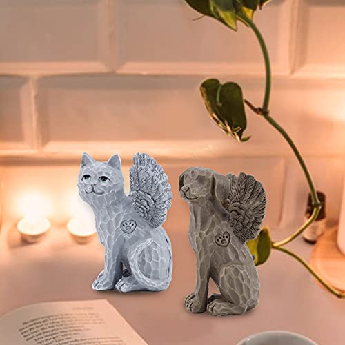 CHUANGLI Estatua de ángel para mascotas súper lindas figuras de perro y gato en alas de ángel, piedras conmemorativas para perros, gatos, decoración de jardín, regalo conmemorativo para mascotas
