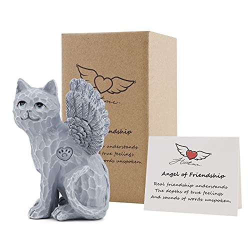 CHUANGLI Estatua de ángel para mascotas súper lindas figuras de perro y gato en alas de ángel, piedras conmemorativas para perros, gatos, decoración de jardín, regalo conmemorativo para mascotas