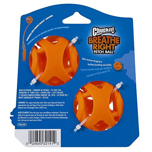 Chuckit CU32141 Pelotas Breathe Right Fetch Ball Medium De Chuckit, 2 Bolas De Entrenamiento para Perros, M
