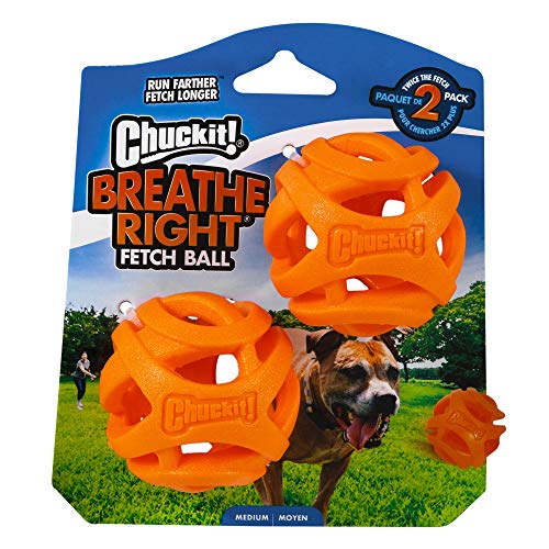 Chuckit CU32141 Pelotas Breathe Right Fetch Ball Medium De Chuckit, 2 Bolas De Entrenamiento para Perros, M