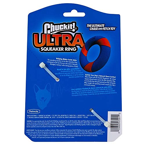 Chuckit! Ultra Squeaker - Anillo de Goma para Perro con Rebote errático, Zig-Zags y lúpulo con Juego Interactivo de Captura