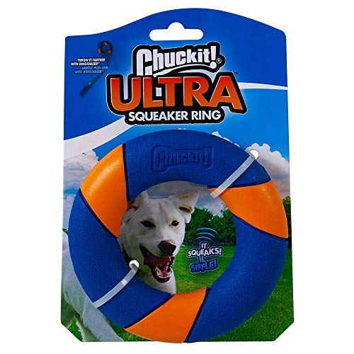 Chuckit! Ultra Squeaker - Anillo de Goma para Perro con Rebote errático, Zig-Zags y lúpulo con Juego Interactivo de Captura