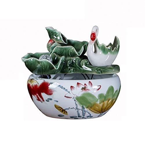 Chunshop Tanque de Peces de Acuario Creativa Pescados Hechos a Mano de cerámica del Acuario del Tanque Fuente de Agua atomizado humidificación de la Sala Fish Tank Decoración Kit de pecera (Size : M)