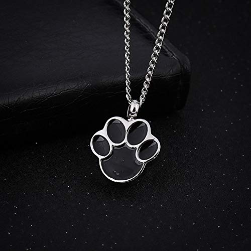 Chutoral Collar de urna para cenizas, collar de urna con estampado de pata de perro, aleación de cremación recuerdo, joyería conmemorativa colgante de urna (Negro)
