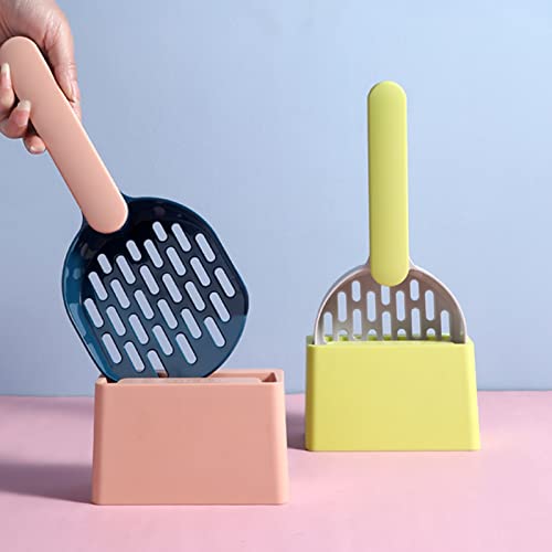 Chutoral Pala de arena para gatos, pala de comida seca para gatos, filtro de basura para gatos con soporte, para perros y gatos, hogar, mascotas, herramientas de limpieza de arena para inodoros (gris)
