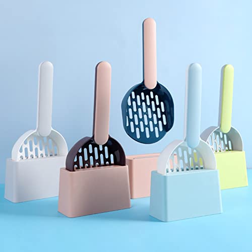 Chutoral Pala de arena para gatos, pala de comida seca para gatos, filtro de basura para gatos con soporte, para perros y gatos, hogar, mascotas, herramientas de limpieza de arena para inodoros (gris)