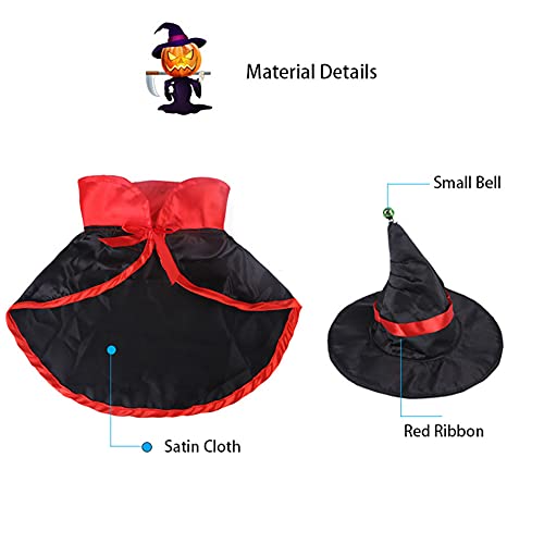 Cicano Disfraz de bruja para disfraz de perro de gato de Halloween, disfraz de bruja, disfraz de cosplay para pequeñas mascotas mediun negro S