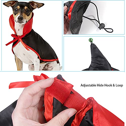 Cicano Disfraz de bruja para disfraz de perro de gato de Halloween, disfraz de bruja, disfraz de cosplay para pequeñas mascotas mediun negro S