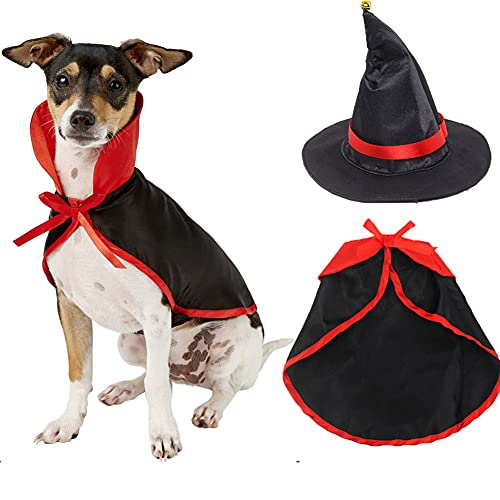 Cicano Disfraz de bruja para disfraz de perro de gato de Halloween, disfraz de bruja, disfraz de cosplay para pequeñas mascotas mediun negro S