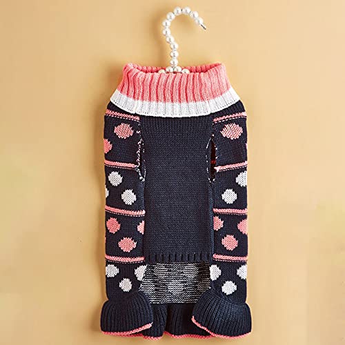 Cicano Perro suéter vestido lindo volantes dobladillo clásico lunares estrellas impresión ropa para mascotas traje gato vestido azul marino punto XS