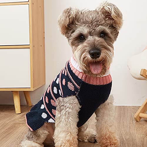 Cicano Perro suéter vestido lindo volantes dobladillo clásico lunares estrellas impresión ropa para mascotas traje gato vestido azul marino punto XS