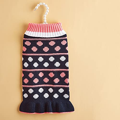Cicano Perro suéter vestido lindo volantes dobladillo clásico lunares estrellas impresión ropa para mascotas traje gato vestido azul marino punto XS