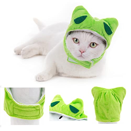 CIDCIJN Sombrero para Mascotas - Moda Bunny Ears Pet Hat Soft Cat Headwear Cartoon Animal Warm Pet Cap For Cats Dogs Party Cosplay Cute Puppy Headwears Decoraciones, Rana, S