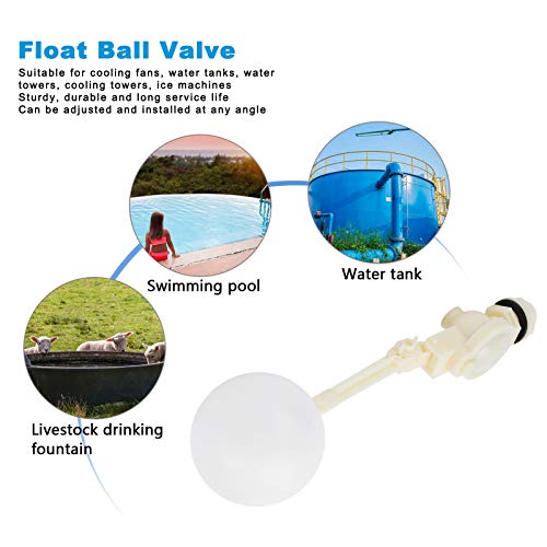 Cikonielf Válvula De Flotador De Plástico Dn20 G3/4In, Válvula De Interruptor De Flotador Ajustable para Ventiladores De Refrigeración, Tanque De Agua, Torre De Agua(Dn20)