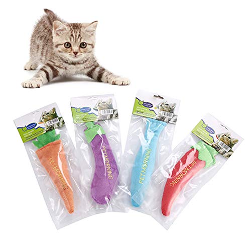 CJFael Juguetes Interactivos para Mascotas, Felpa Suave De Zanahoria con Forma De Berenjena Catnip Molar Bite Chew Toy para Mascotas Gatos Gatito Chile*