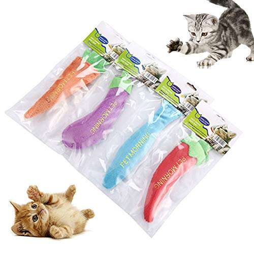 CJFael Juguetes Interactivos para Mascotas, Felpa Suave De Zanahoria con Forma De Berenjena Catnip Molar Bite Chew Toy para Mascotas Gatos Gatito Chile*