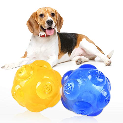 CJFael Juguetes Interactivos para Masticar, Suministros para Mascotas, Perro, Cachorro, TPE, Bola Resistente A Las Mordeduras, Sonda, Limpieza De Dientes, Juguete Interactivo para Masticar Amarillo