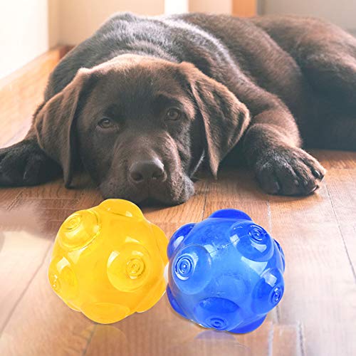 CJFael Juguetes Interactivos para Masticar, Suministros para Mascotas, Perro, Cachorro, TPE, Bola Resistente A Las Mordeduras, Sonda, Limpieza De Dientes, Juguete Interactivo para Masticar Amarillo