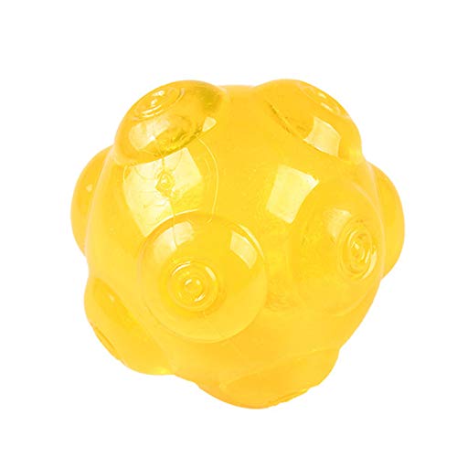 CJFael Juguetes Interactivos para Masticar, Suministros para Mascotas, Perro, Cachorro, TPE, Bola Resistente A Las Mordeduras, Sonda, Limpieza De Dientes, Juguete Interactivo para Masticar Amarillo