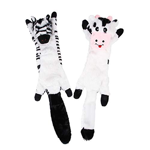 CJFael Juguetes Interactivos para Masticar, Suministros para Mascotas, Perros, Cachorros, Muñeco De Peluche, Cebra, Leche, Forma De Vaca, Sonido, Juego, Morder, Masticar, Juguete Lobo Gris