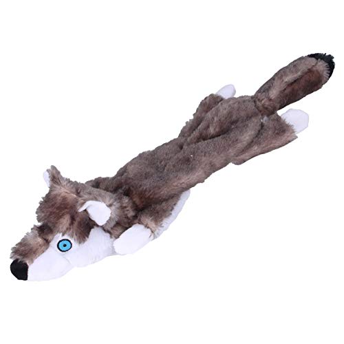 CJFael Juguetes Interactivos para Masticar, Suministros para Mascotas, Perros, Cachorros, Muñeco De Peluche, Cebra, Leche, Forma De Vaca, Sonido, Juego, Morder, Masticar, Juguete Lobo Gris