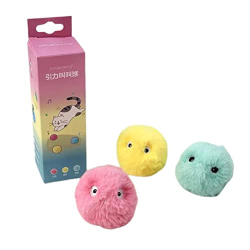 CJMING Juguete de peluche de bola interactiva para gatos, bola de hierba gatera, juguete de peluche para gato, bola de gravedad, juguete de peluche para gato, juguete de peluche inteligente
