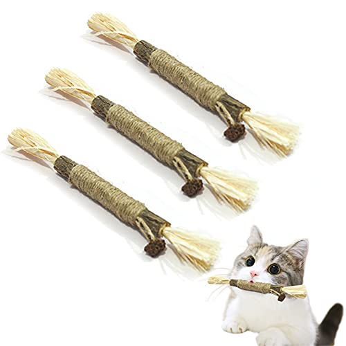 CkFyahp 3 palitos de menta gata para gatos, Matatabi, palitos para masticar, para el cuidado dental y el mal aliento