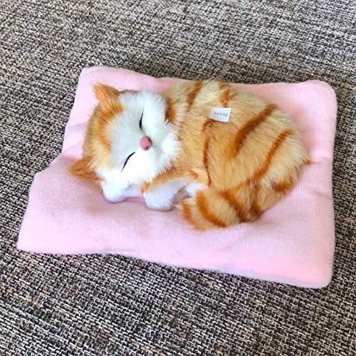 Clenp Juguete del Gato De La Felpa, Gato Realista del Sonido del Maullido del Niño Que Duerme En La Decoración del Coche del Juguete De La Felpa del Carbón Activado Nido impresión Amarillo Un tamaño