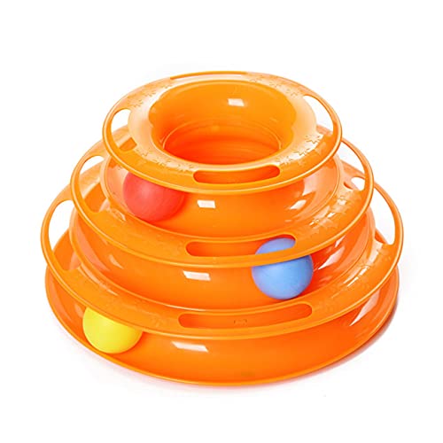 CloverGorge Tres Niveles Pet Cat Toy Tower Tracks Disco Gato Inteligencia Diversión Disco de Triple Pago Juguetes para Gatos Bola Entrenamiento Placa de Entretenimiento