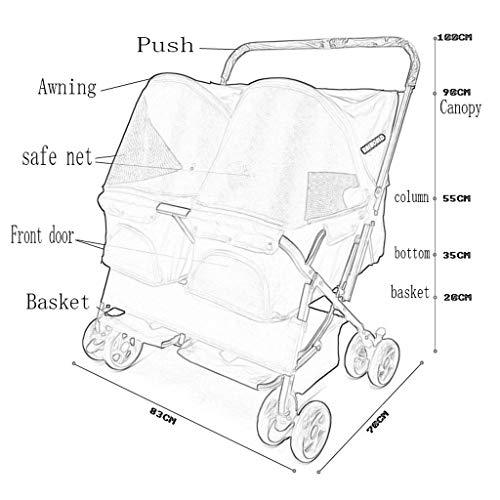 Cochecito del Animal doméstico Dos Asiento Doble Cama durmiendo Coche Ultra Ligero Plegable for extraíble y Lavable Perro Gato es Ampliar la educación Fuera 10.8 (Color : Purple)