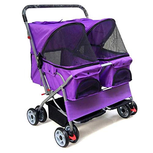 Cochecito Mascotas Carrito para Perro Gatos Cochecito del animal doméstico Dos asiento doble cama el dormir de coches de ultra ligero plegable desmontable y lavable perro gato es ampliar la educación