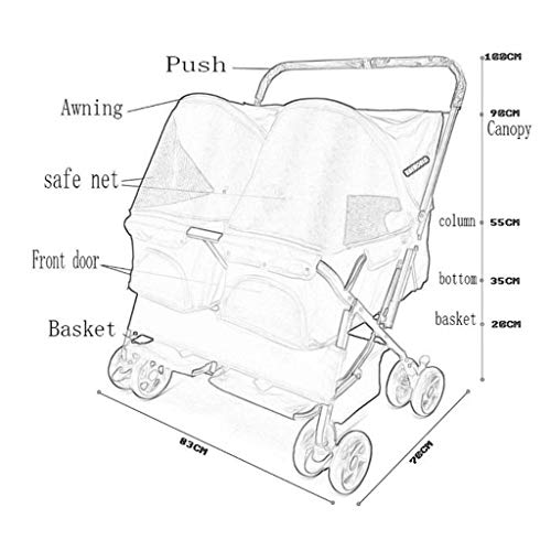 Cochecito Mascotas Carrito para Perro Gatos Cochecito del animal doméstico Dos asiento doble cama el dormir de coches de ultra ligero plegable desmontable y lavable perro gato es ampliar la educación