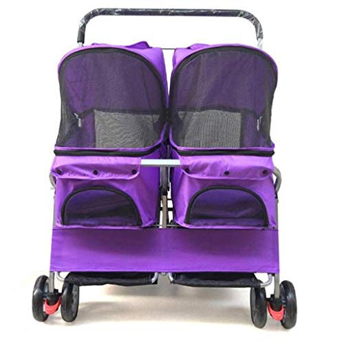 Cochecito Mascotas Carrito para Perro Gatos Cochecito del animal doméstico Dos asiento doble cama el dormir de coches de ultra ligero plegable desmontable y lavable perro gato es ampliar la educación