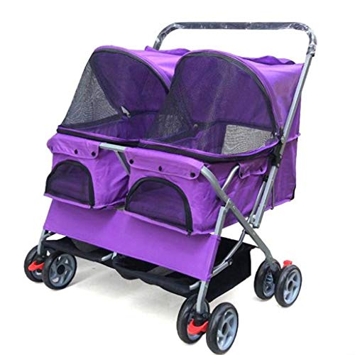 Cochecito Mascotas Carrito para Perro Gatos Cochecito del animal doméstico Dos asiento doble cama el dormir de coches de ultra ligero plegable desmontable y lavable perro gato es ampliar la educación